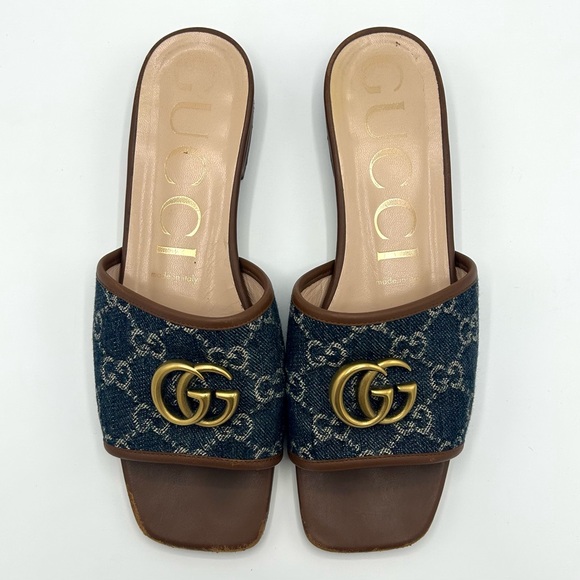 Gucci Shoes - Gucci Blue and Brown Sandals